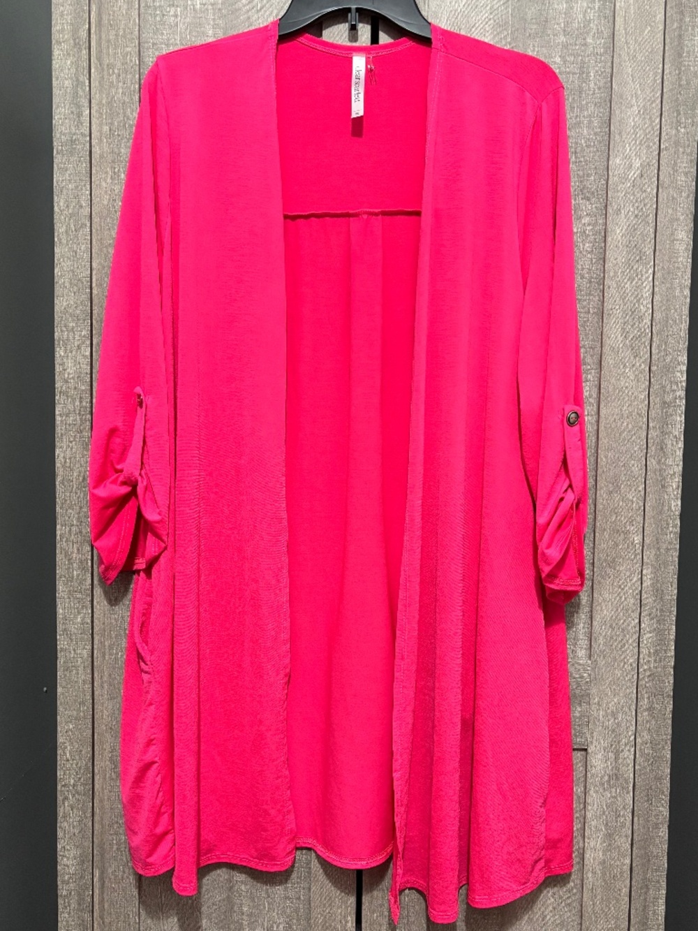 Dear Scarlett Pink Cardigan Wrinkle Free with Pockets 2X